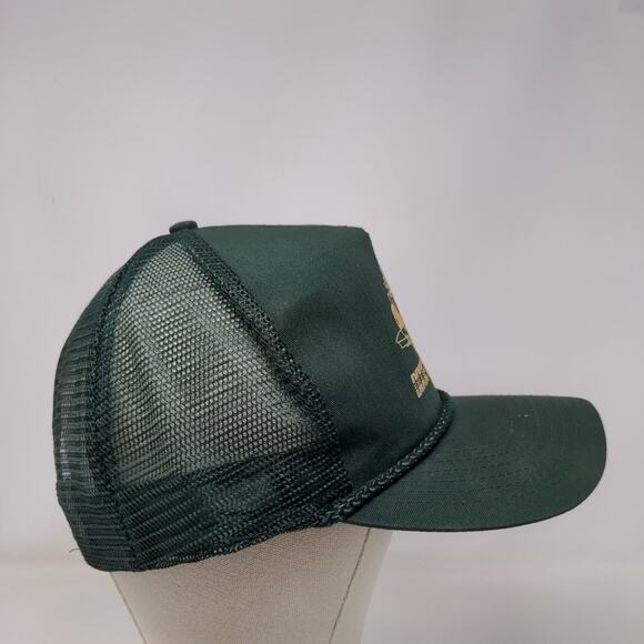 Dixie Chopper Snapback Mesh Back Trucker Hat Green Distressed Graphic Logo - Picture 4 of 9